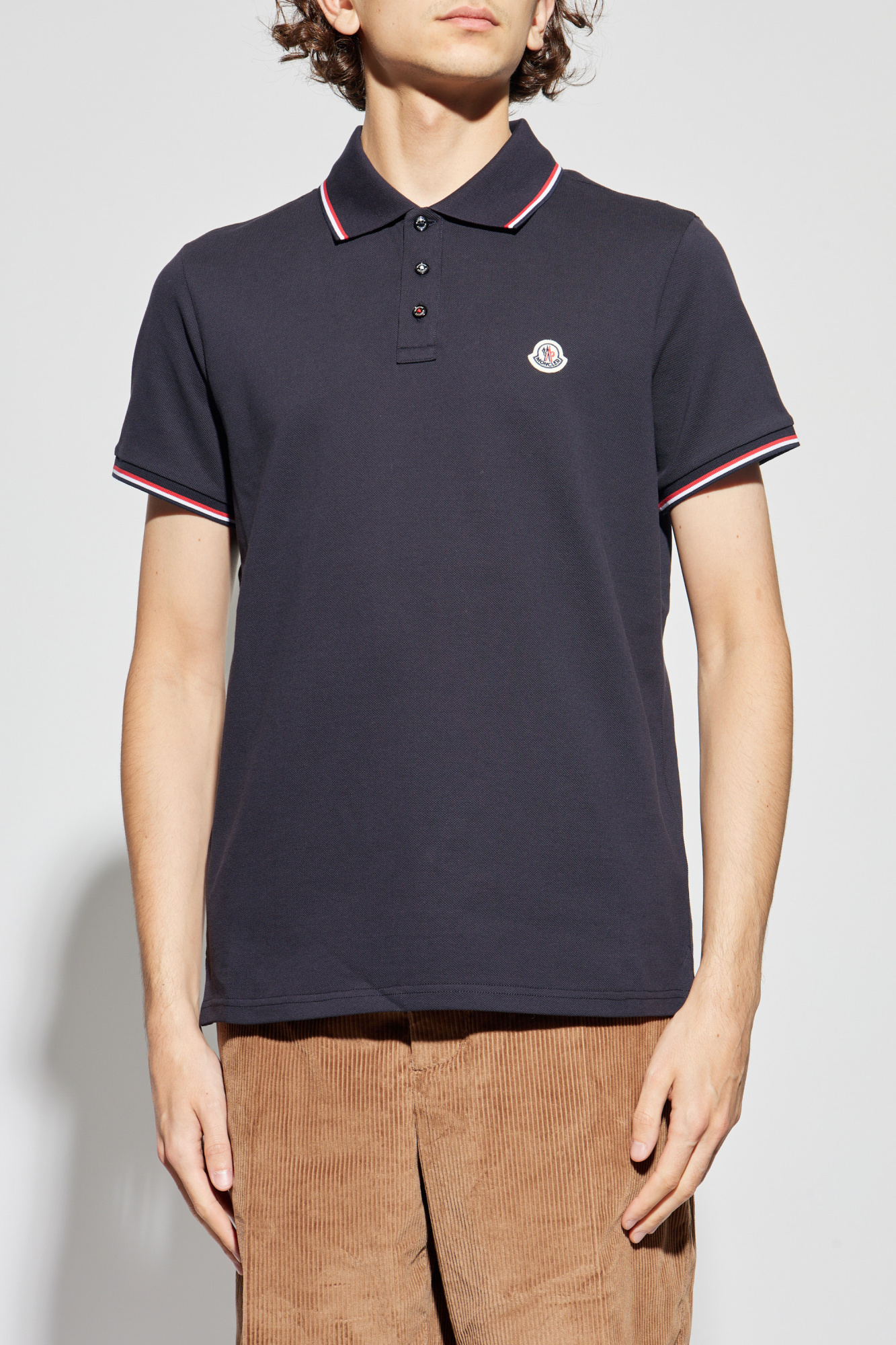 トップス MONCLER navy polo shirt Moncler Total navy blue polo shirt - Men|D1091830515084556773